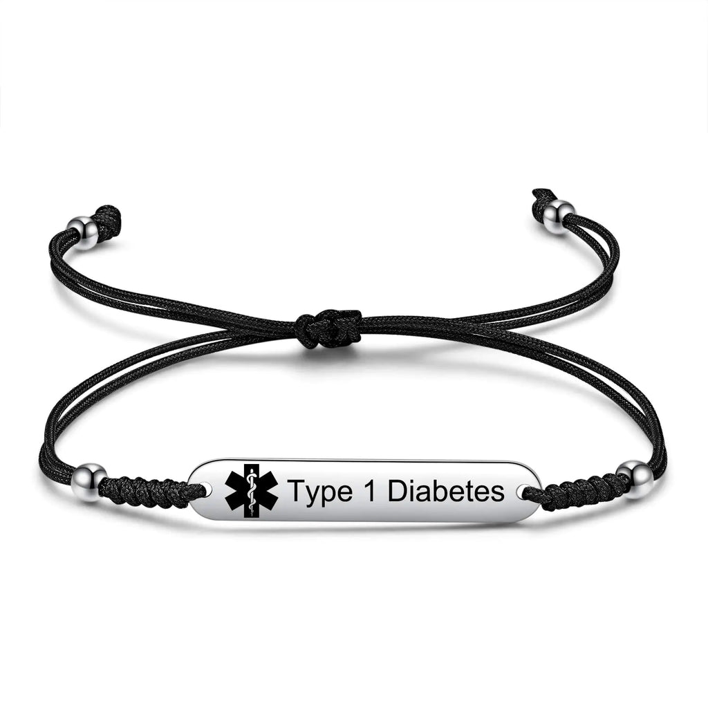 Bracelet Médical Diabète Type 1 – Gravure Personnalisée sur Acier Inoxydable