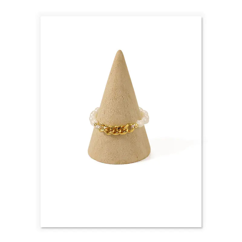 Bague en Perles Naturelles- Plaqué Or Vintage élégant