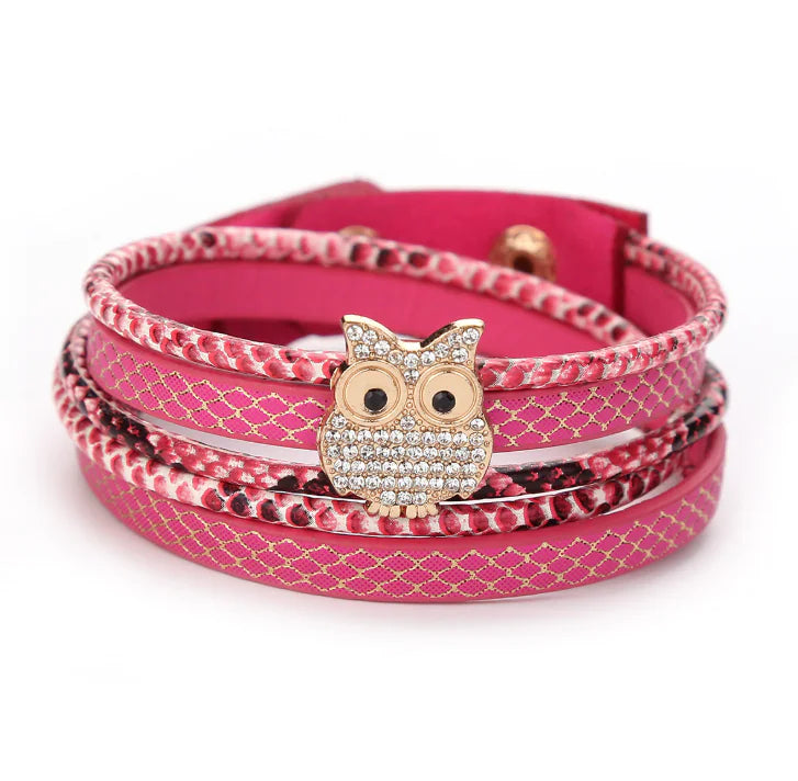 Bracelet Hibou Multicolore en Cuir et Perles – Style Bohème & Énergie Positive