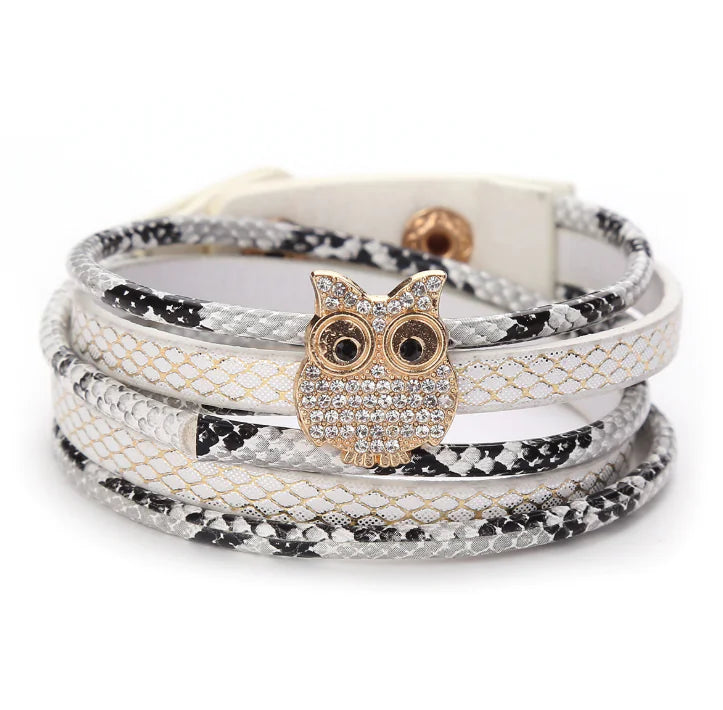 Bracelet Hibou Multicolore en Cuir et Perles – Style Bohème & Énergie Positive