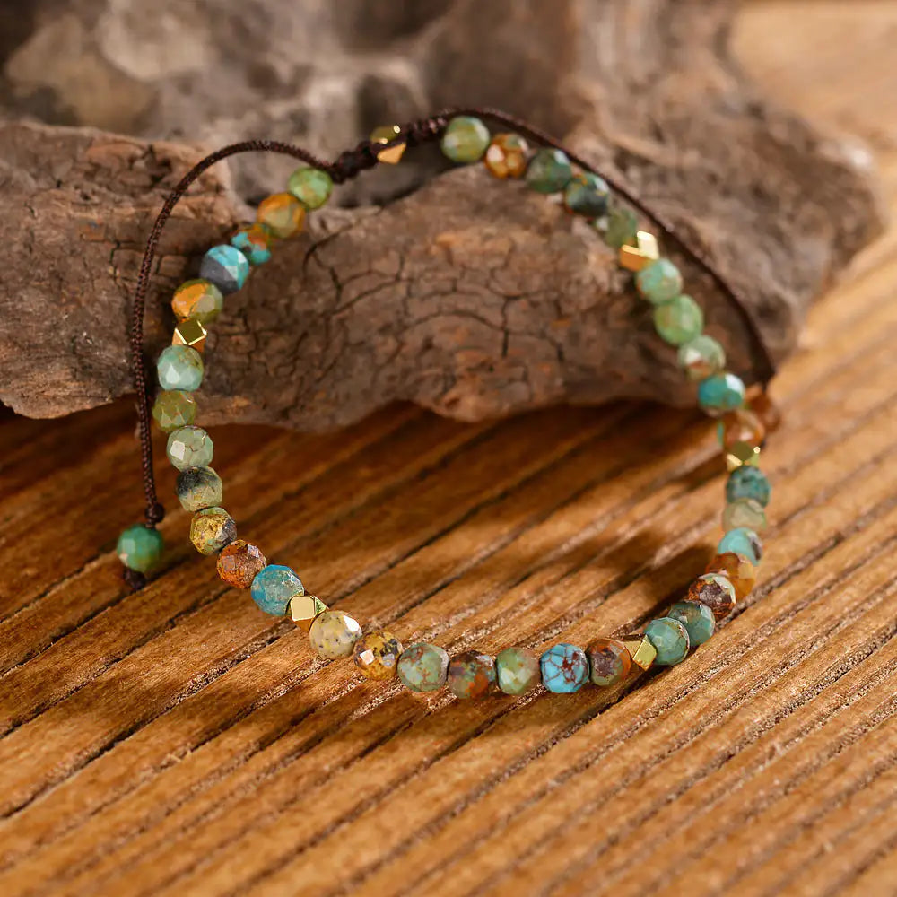 Bracelet Tressé en Turquoise Africaine – Ajustable & Spirituel