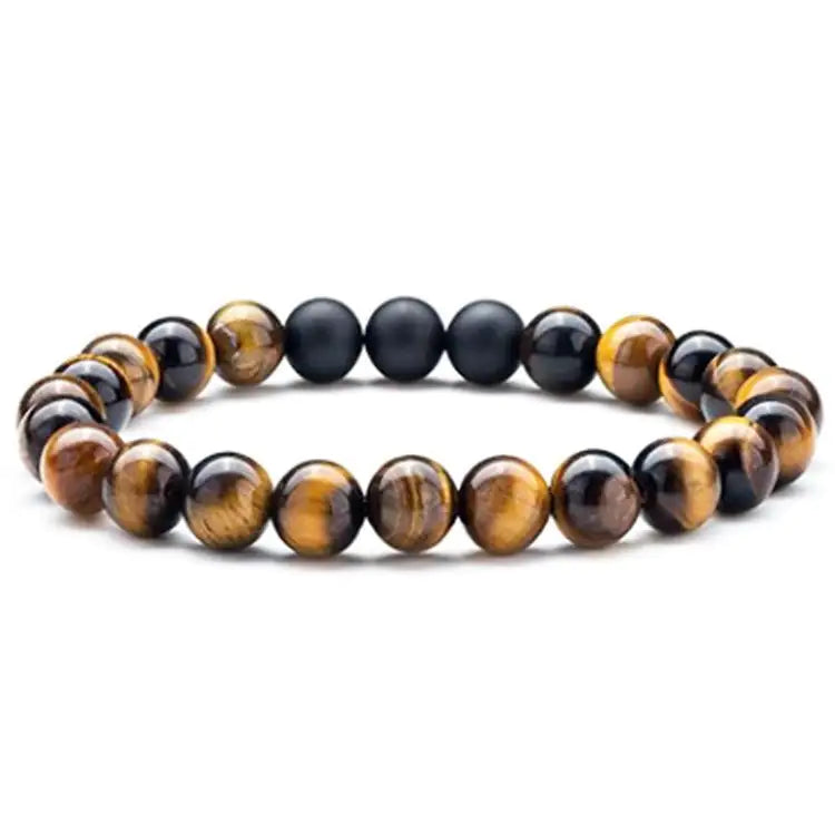Bracelets Couple – Œil de Tigre & Agate Noire Mat