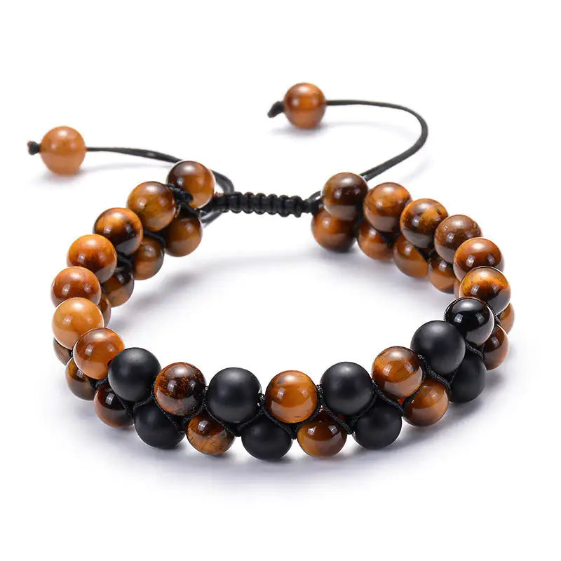 Bracelets Couple – Œil de Tigre & Agate Noire Mat