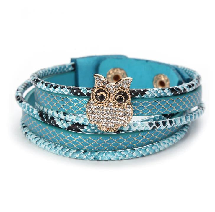 Bracelet Hibou Multicolore en Cuir et Perles – Style Bohème & Énergie Positive