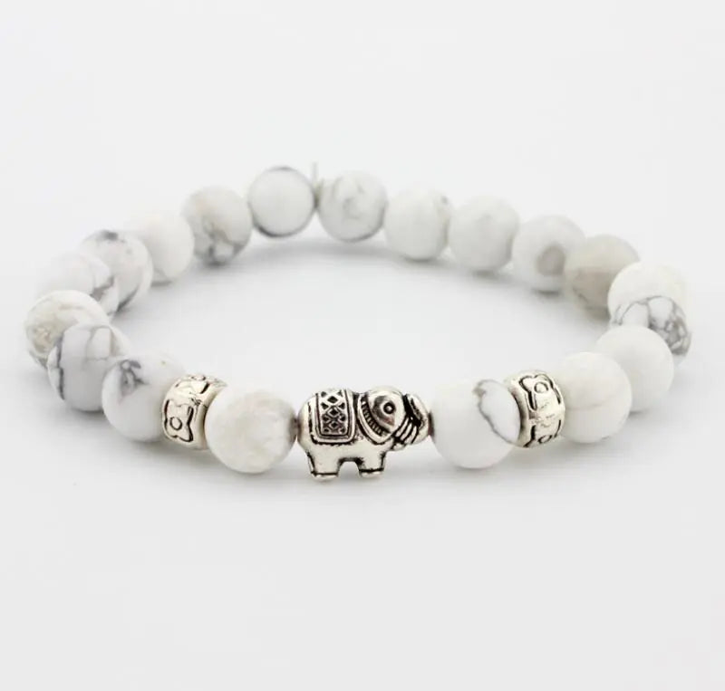 Bracelet Éléphant en Pierre de Lave et Agate – Sagesse & Force Intérieure