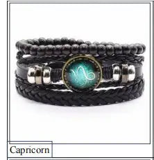 Bracelet en cuir tressé – signe astrologique personnalisé