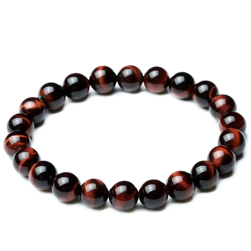Bracelet Œil de Tigre Rouge 8mm – Style Vintage Anti-Fatigue