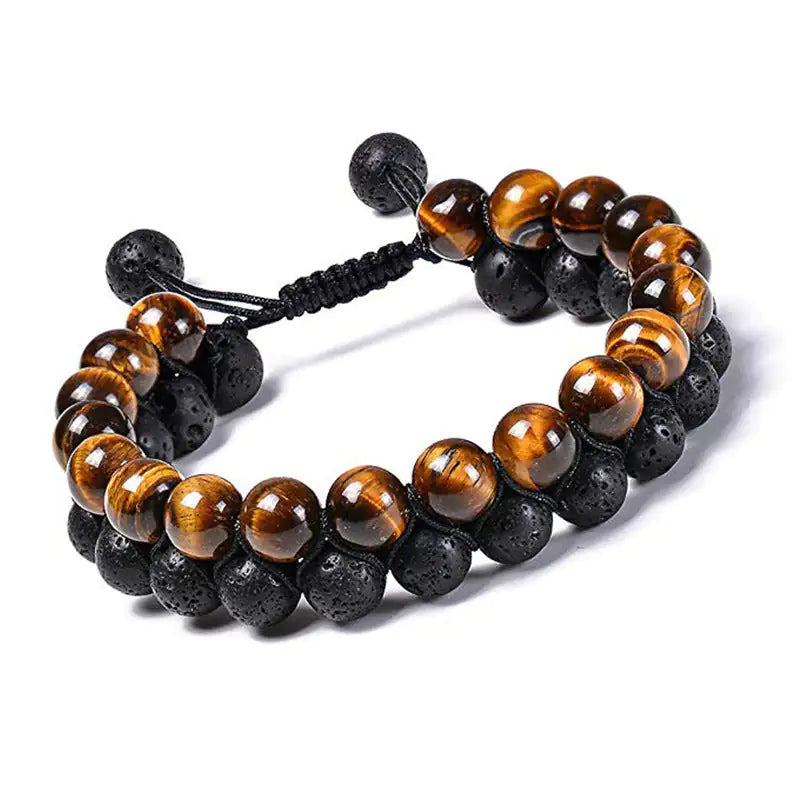 Bracelets Couple – Œil de Tigre & Agate Noire Mat