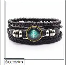 Bracelet en cuir tressé – signe astrologique personnalisé
