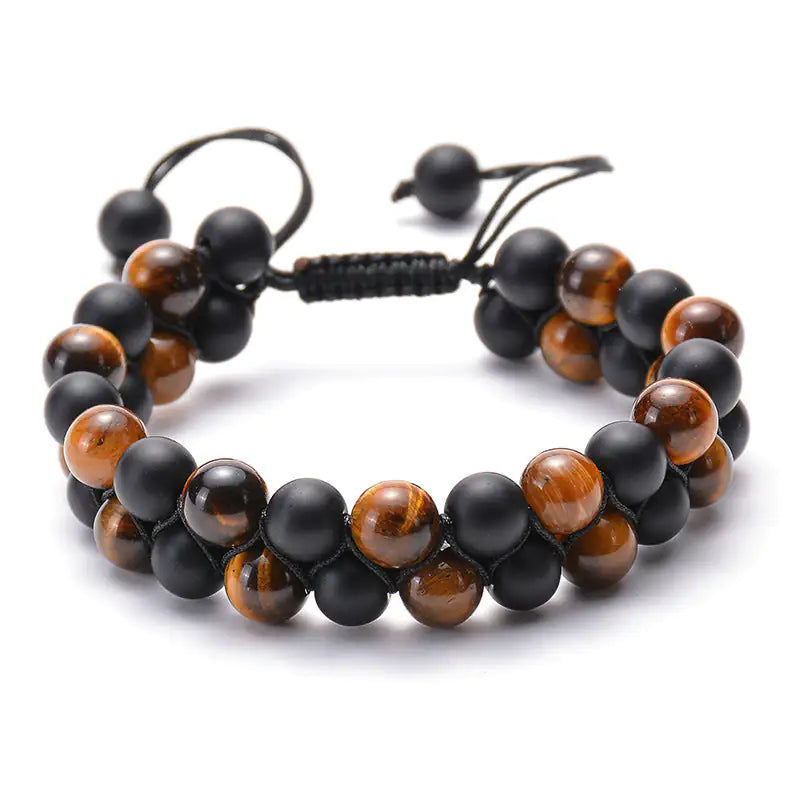 Bracelets Couple – Œil de Tigre & Agate Noire Mat