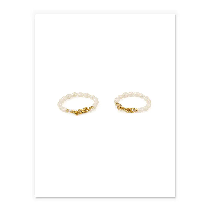 Bague en Perles Naturelles- Plaqué Or Vintage élégant