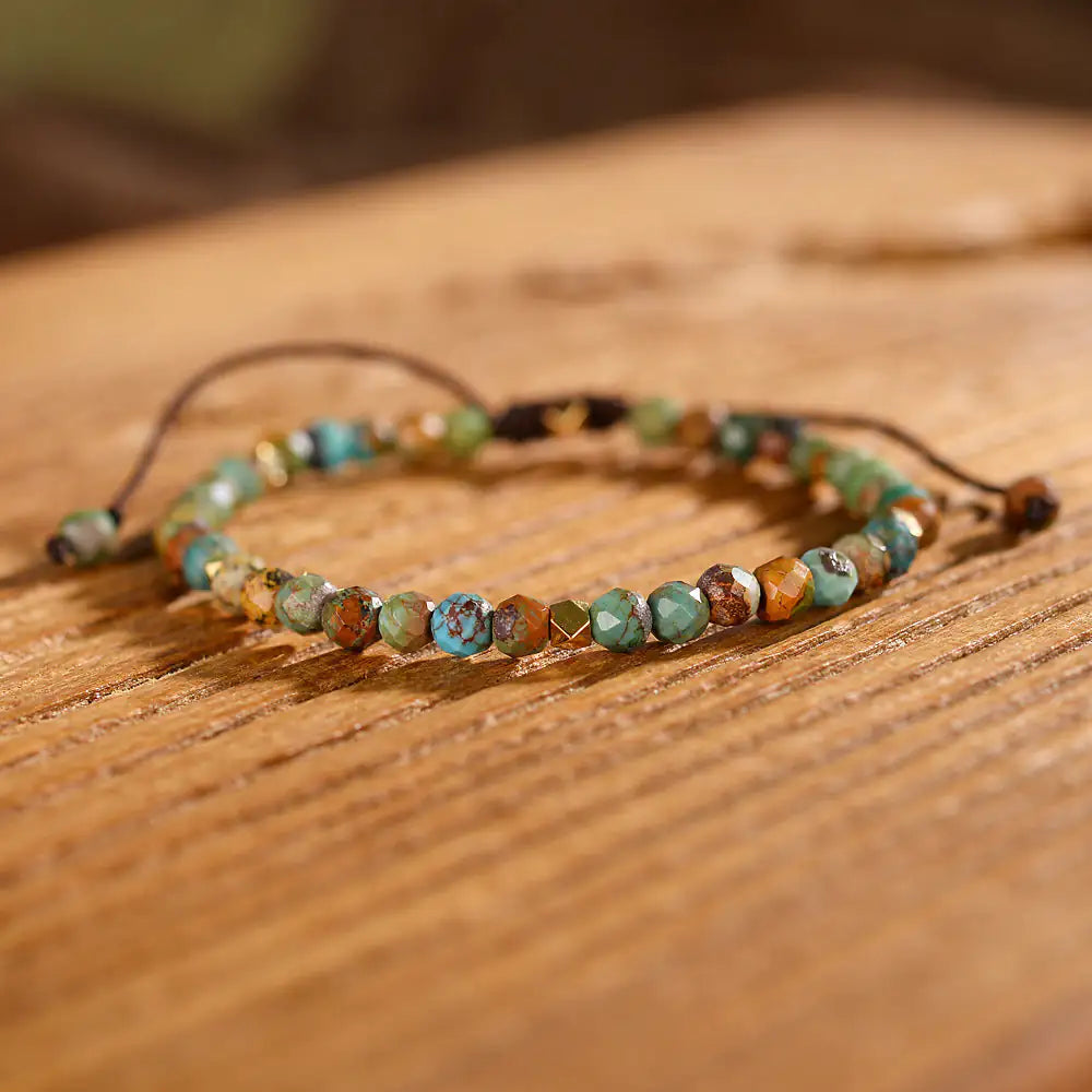 Bracelet Tressé en Turquoise Africaine – Ajustable & Spirituel