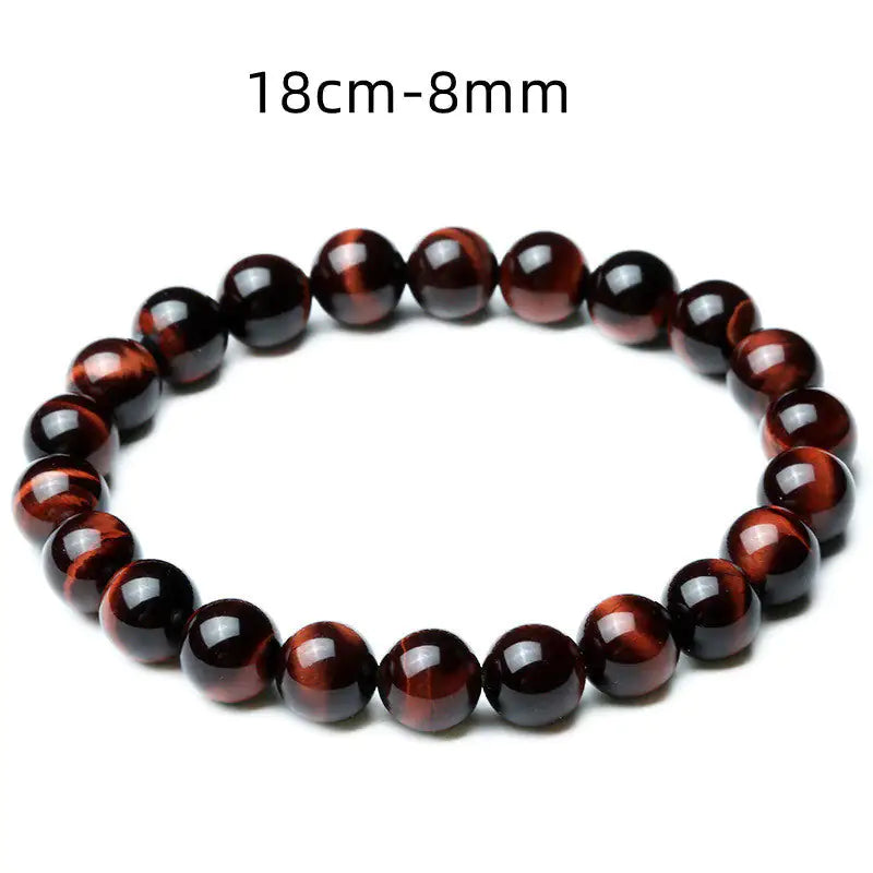 Bracelet Œil de Tigre Rouge 8mm – Style Vintage Anti-Fatigue
