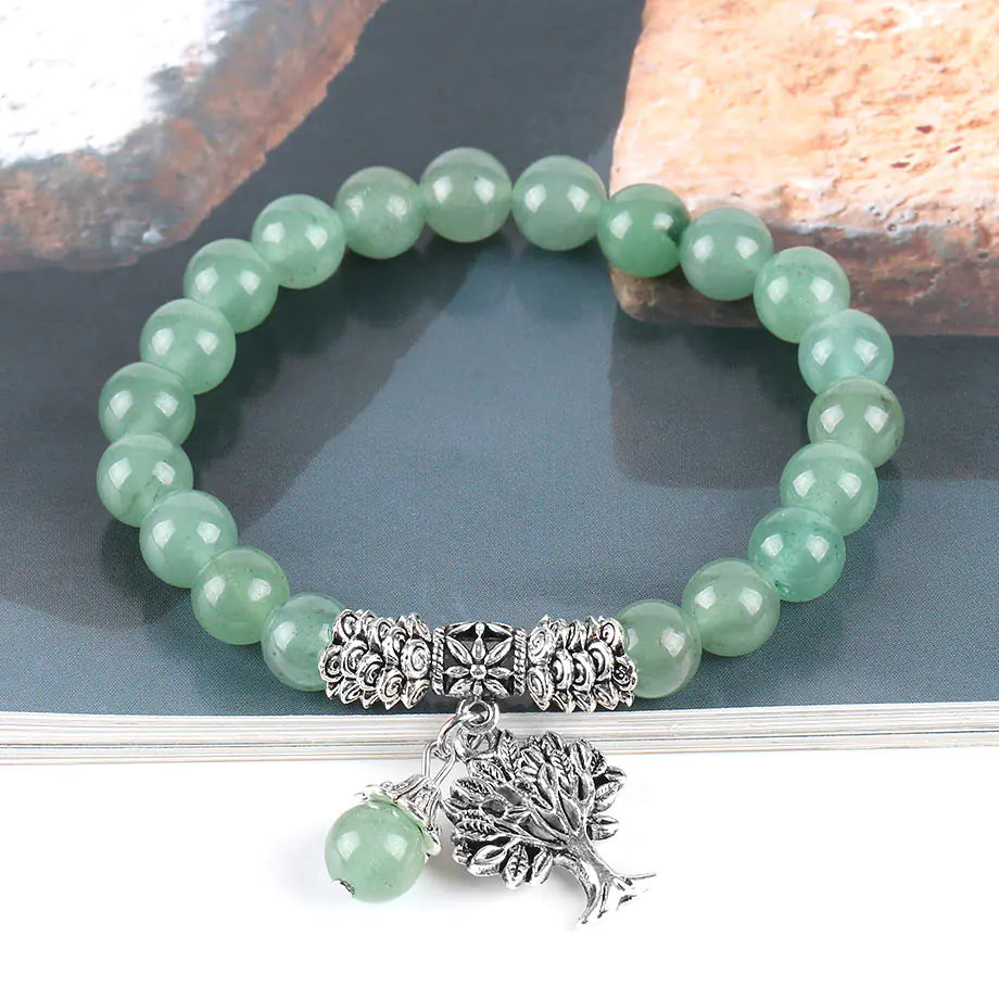 Bracelet Double en Jade Vert & Œil de Tigre Bleu – Sérénité & Protection