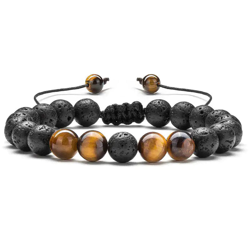 Bracelets Couple – Œil de Tigre & Agate Noire Mat
