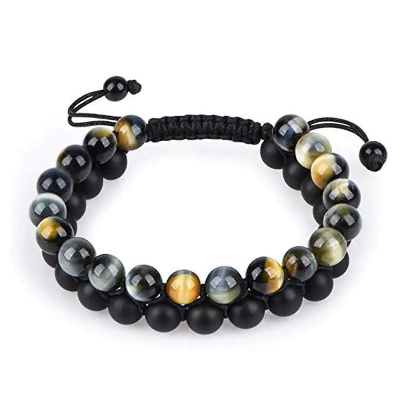 Bracelets Couple – Œil de Tigre & Agate Noire Mat