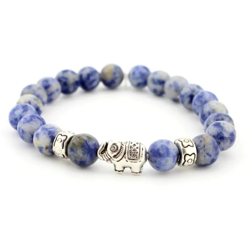 Bracelet Éléphant en Pierre de Lave et Agate – Sagesse & Force Intérieure