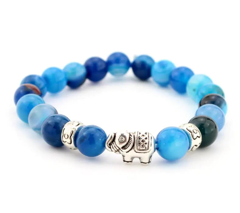 Bracelet Éléphant en Pierre de Lave et Agate – Sagesse & Force Intérieure